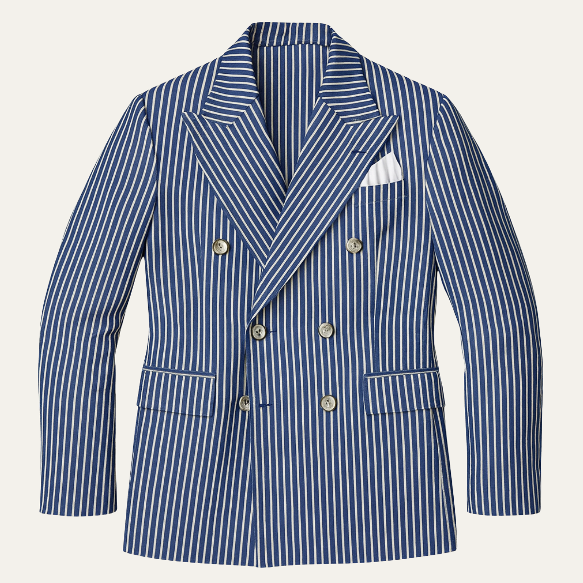 Men's Striped Double Breasted Blazer Suit - Fashinoza
