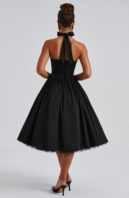 Women's Midi Dress Halter Neck Tulle Hemline