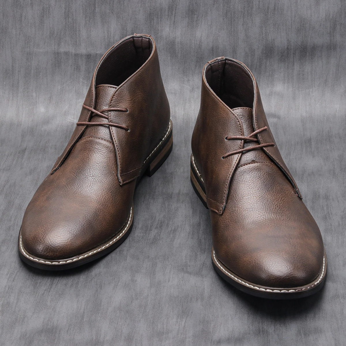 Men's Ankle Boots Brown Leather Vintage Style
