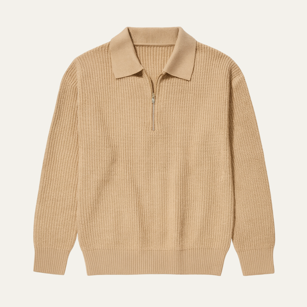 Men's Warm Waffle Knit Half Zip Sweater - Fashinoza