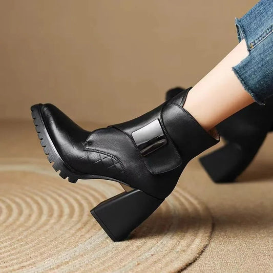 Women's Ankle Boots Square Toe Block Heel - Fashinoza