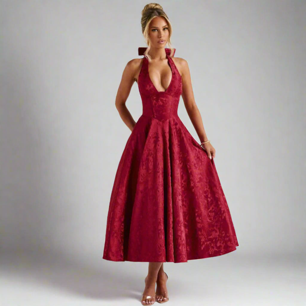 Elegant Halter Midi Gown