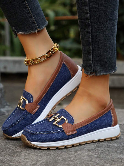 Women's Slip-On Loafers Flat Shoes Casual Leather