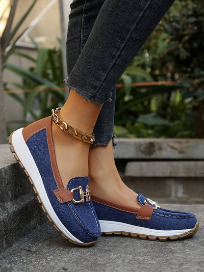 Women's Slip-On Loafers Flat Shoes Casual Leather
