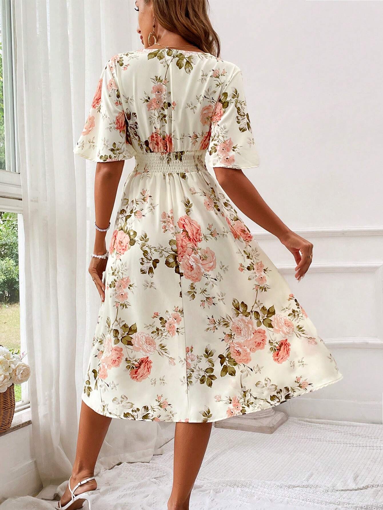 Women's Floral V-Neck Dress