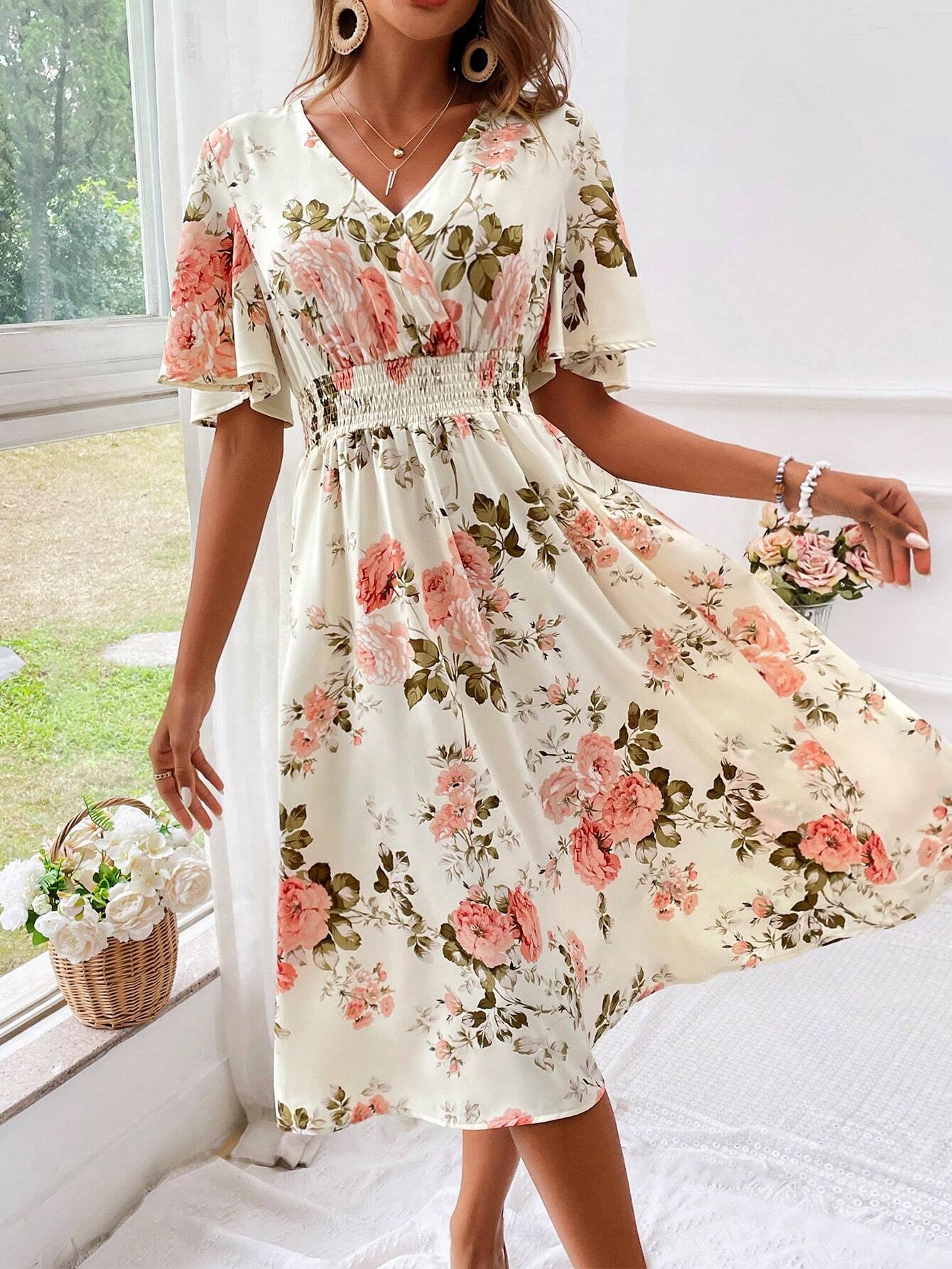 Women's Floral V-Neck Dress
