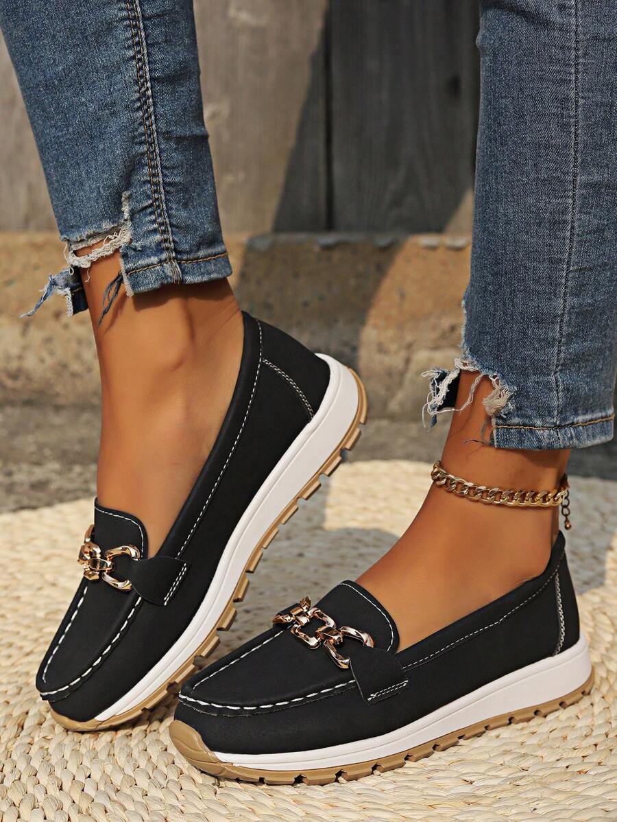 Women's Slip-On Loafers Flat Shoes Casual Leather - Fashinoza