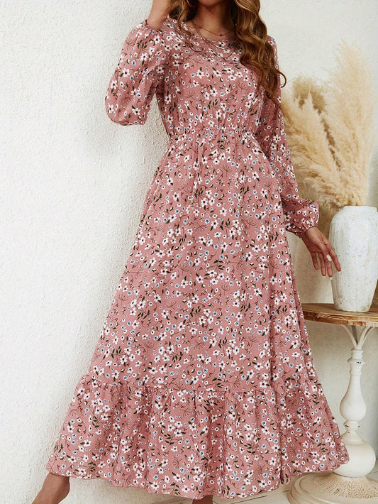Floral Print Long Sleeve Dress Maxi