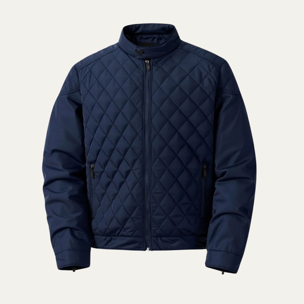 Men's Quilted Navy Jacket - Fashinoza