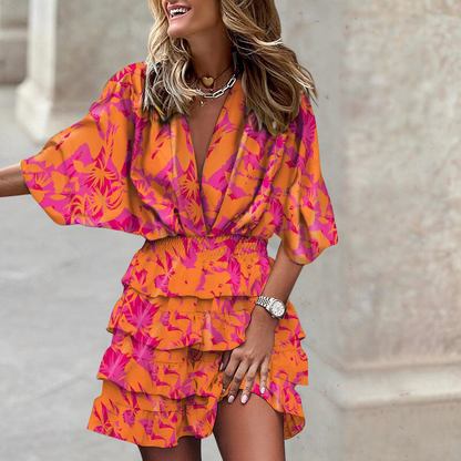 Women's Tummy Control Draped Dress Colorful