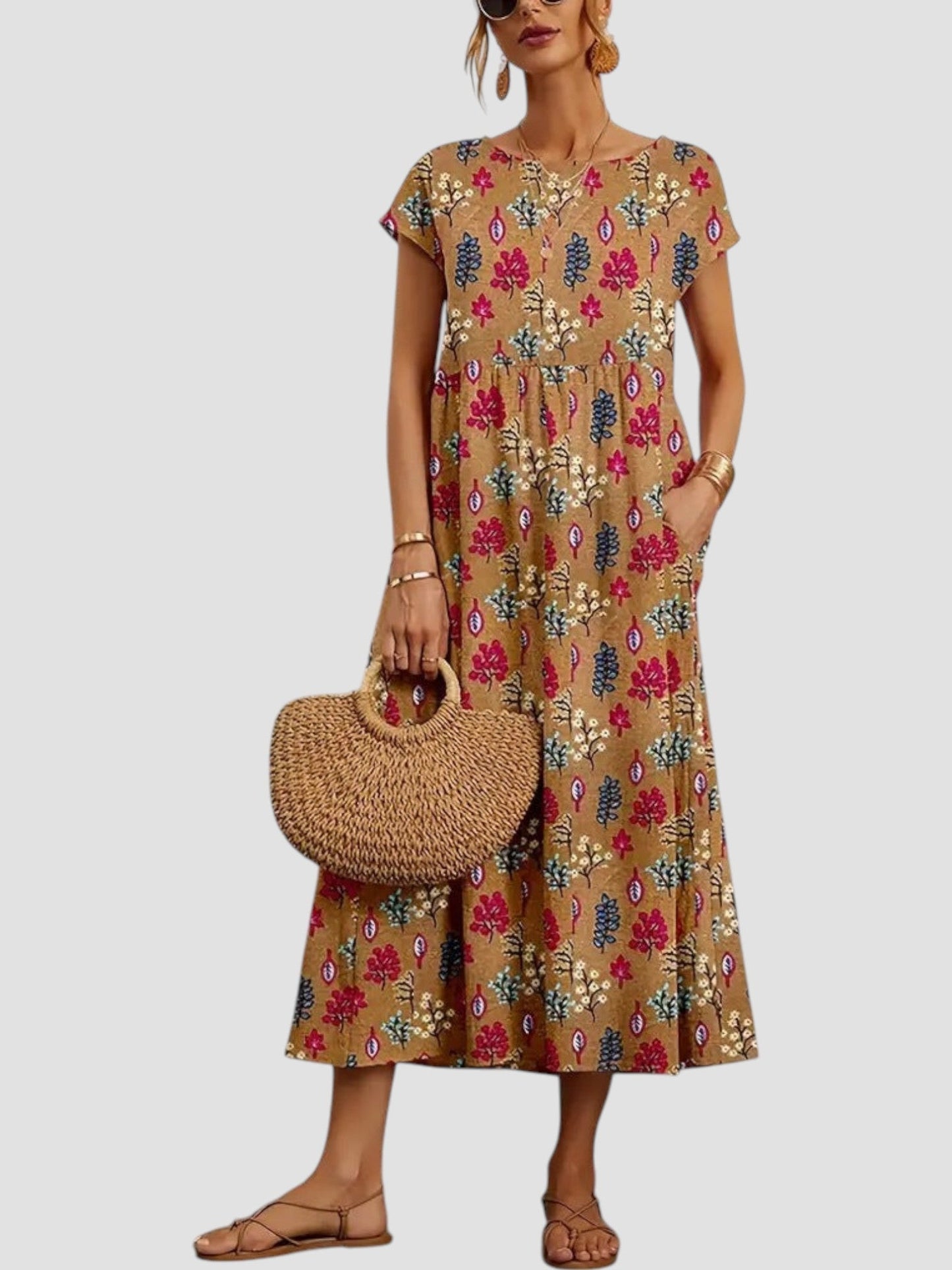 Women's Midi Floral Print Dress
