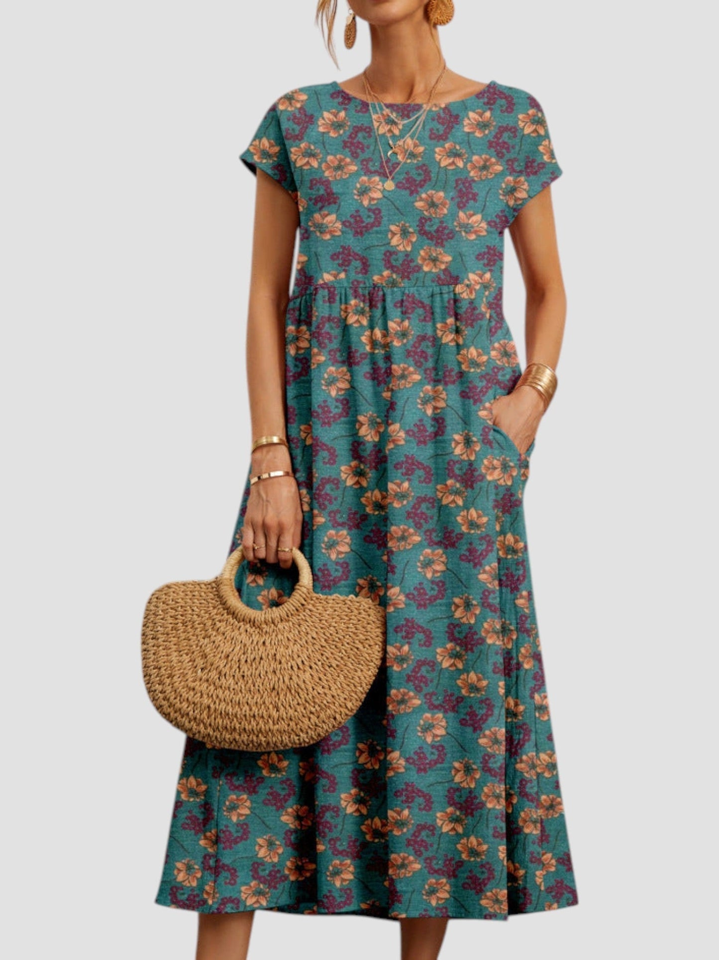 Women's Midi Floral Print Dress