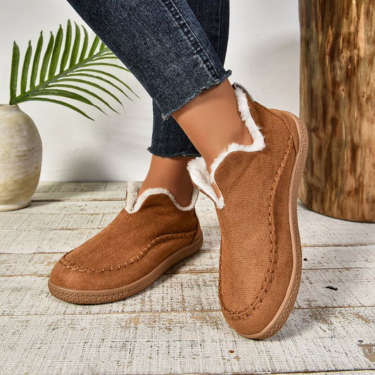 Women's Slip-On Boots Stitch Detail - Fashinoza