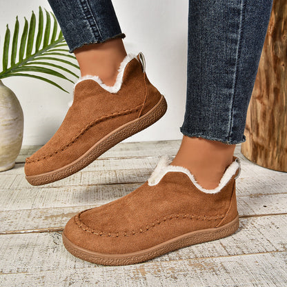 Women's Low Ankle Boots Rounded Toe Pull On Design