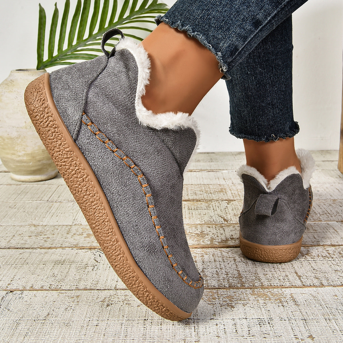 Women's Slip-On Boots Stitch Detail
