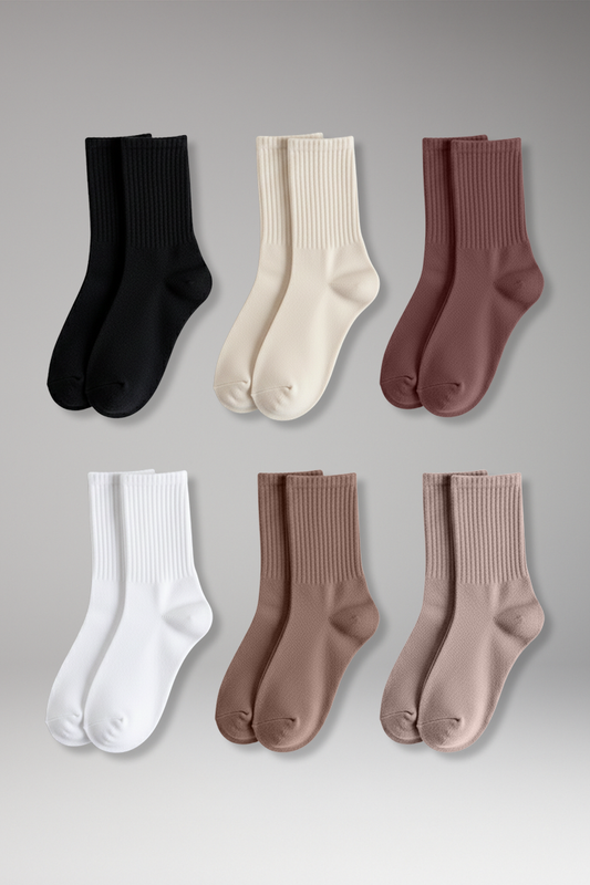 Women's Crew Socks Ribbed Ruffled Edge - 
Fashinoza