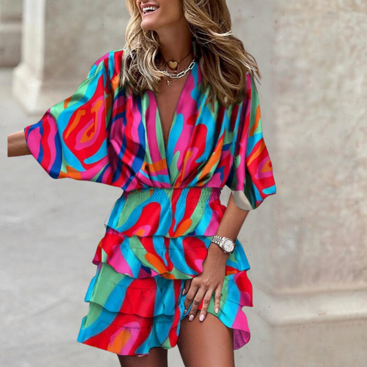 Women's Tummy Control Draped Dress Colorful - Fashinoza