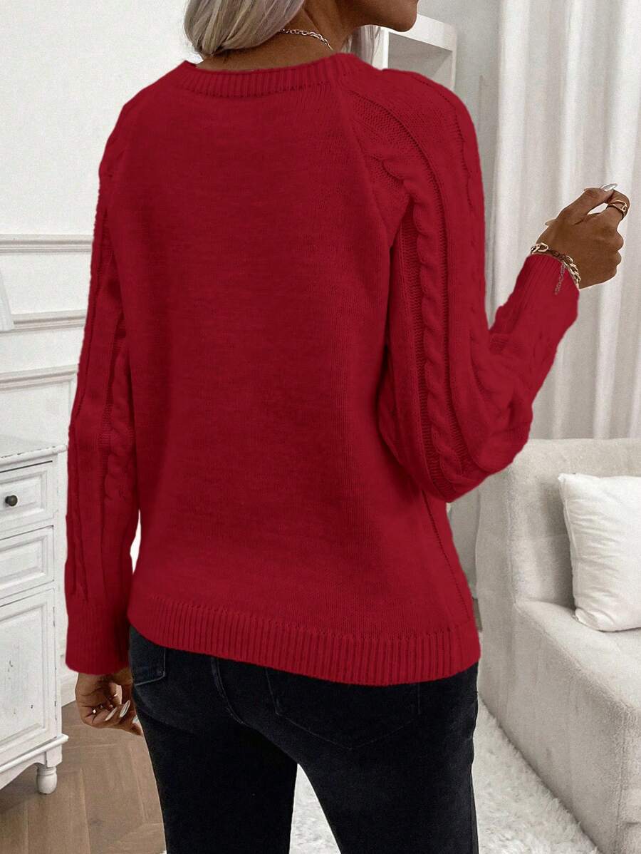 Women's Cable Knit Jumper Button Detail