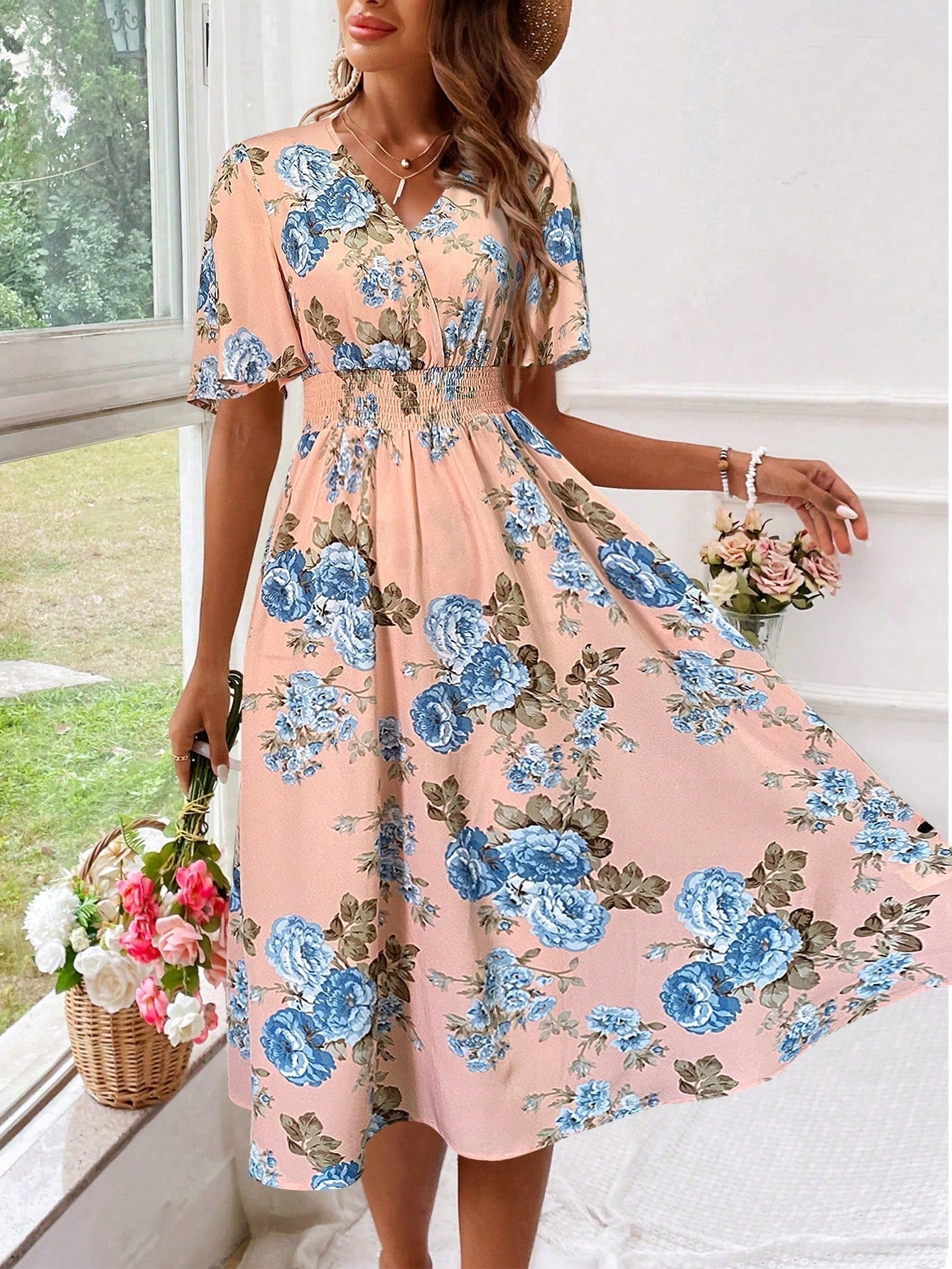 Women's Floral V-Neck Dress