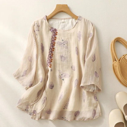 Women's Embroidered Round Neck Blouse