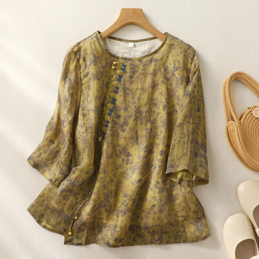 Women's Floral Blouse Relaxed Fit - Fashinoza