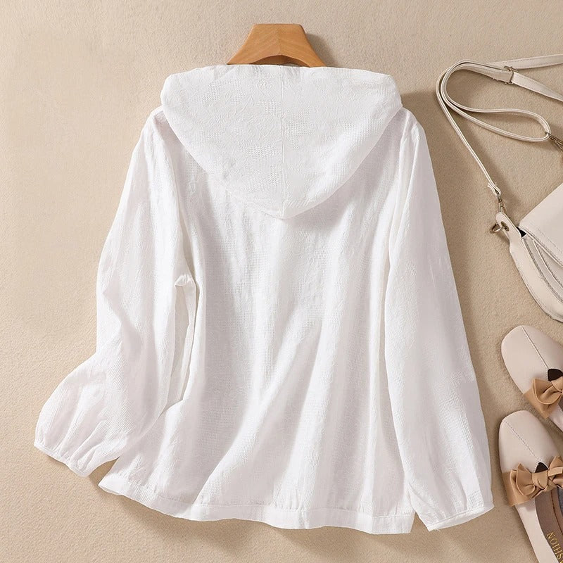 Women's Hooded Long Sleeve Blouse