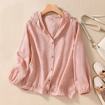 Women's Hooded Long Sleeve Blouse