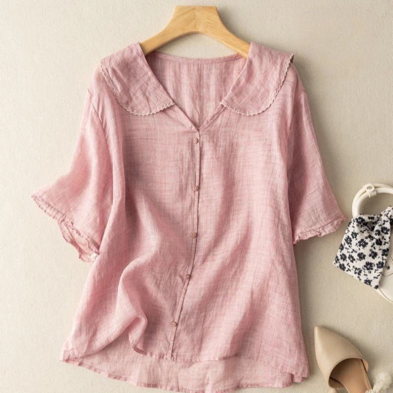 Ella | Women’s Button Front Short Sleeve Top