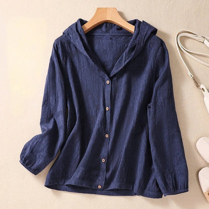 Women's Hooded Long Sleeve Blouse
