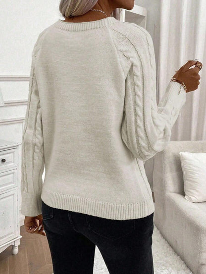 Women's Cable Knit Jumper Button Detail