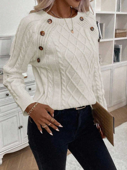 Women's Cable Knit Round Neck Sweater