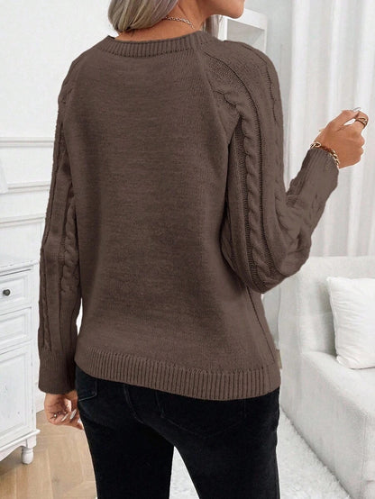 Women's Cable Knit Jumper Button Detail