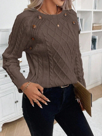 Women's Cable Knit Round Neck Sweater