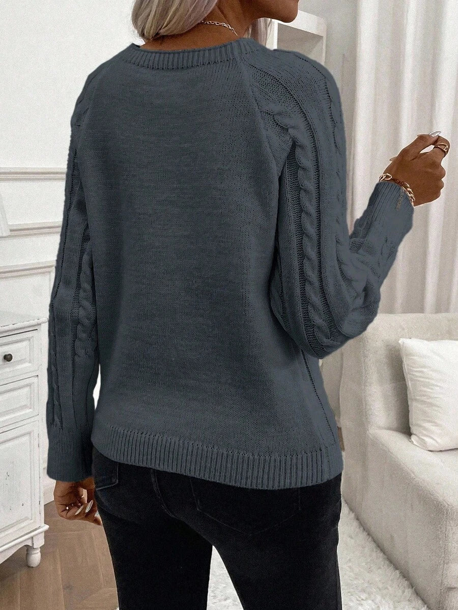 Women's Cable Knit Jumper Button Detail
