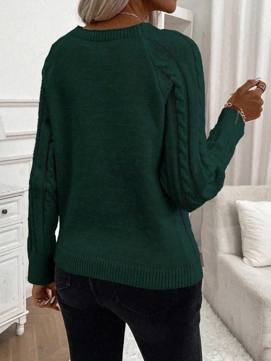 Women's Cable Knit Jumper Button Detail