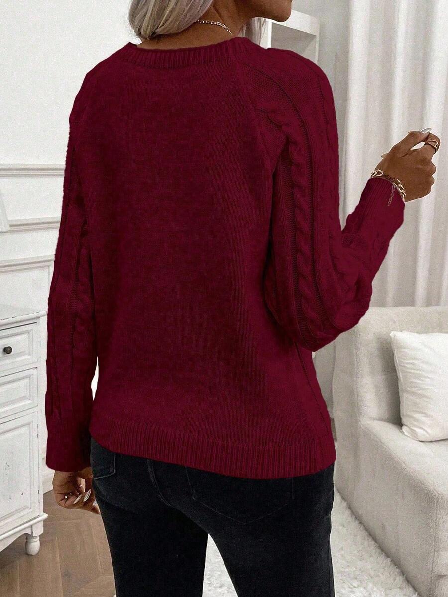 Women's Cable Knit Jumper Button Detail