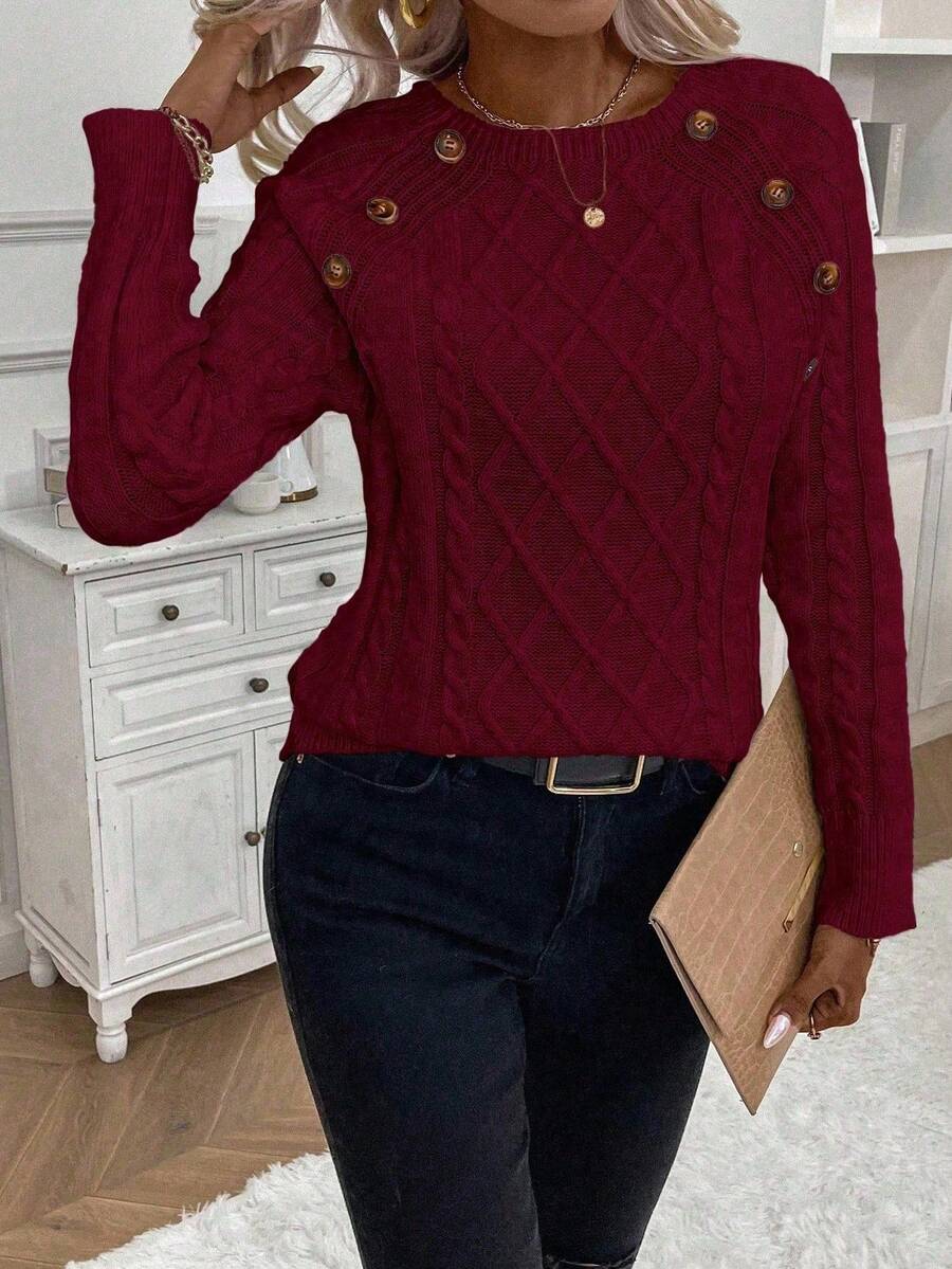 Women's Blouse Button Front Decorative Details