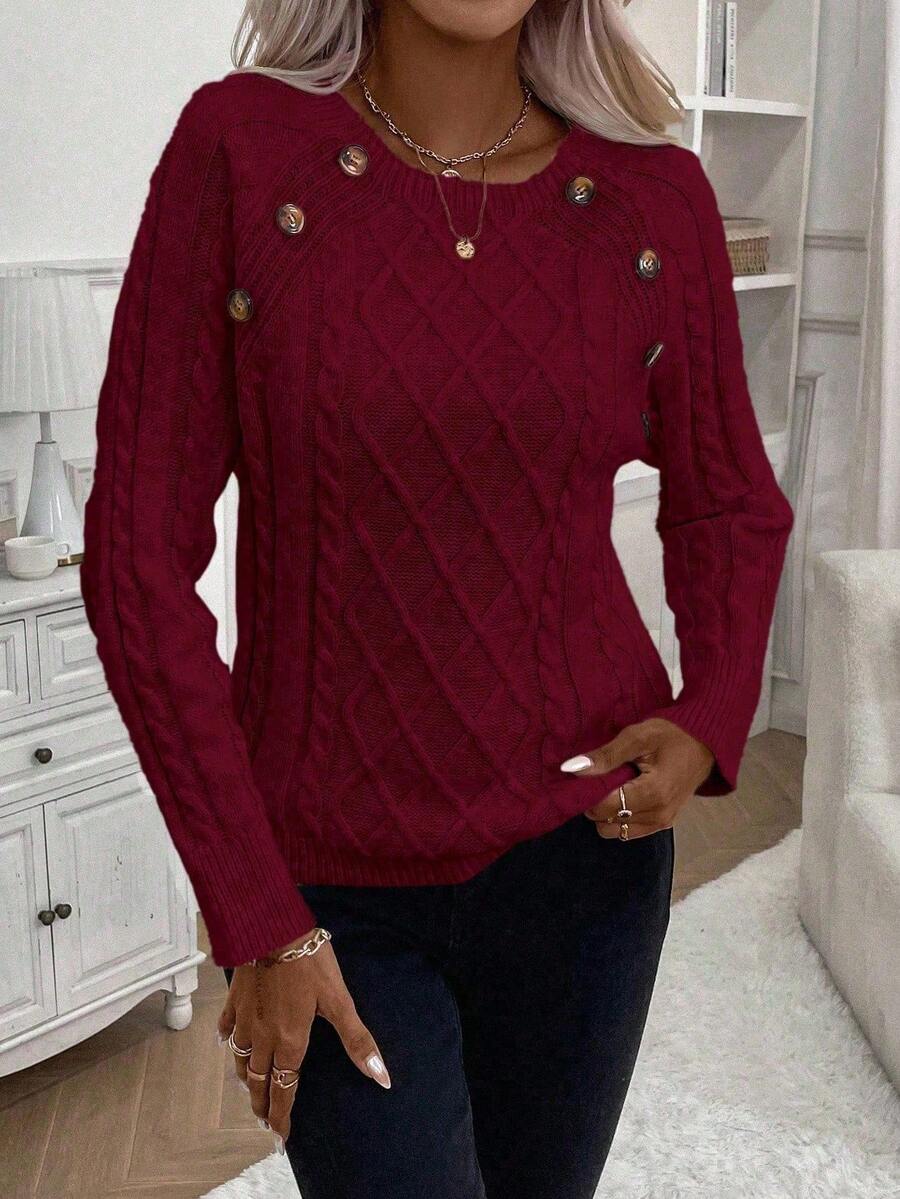 Women's Blouse Button Front Decorative Details