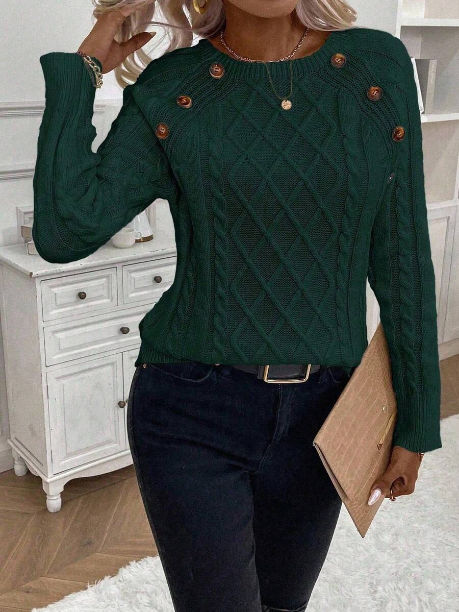Women's Cable Knit Round Neck Sweater