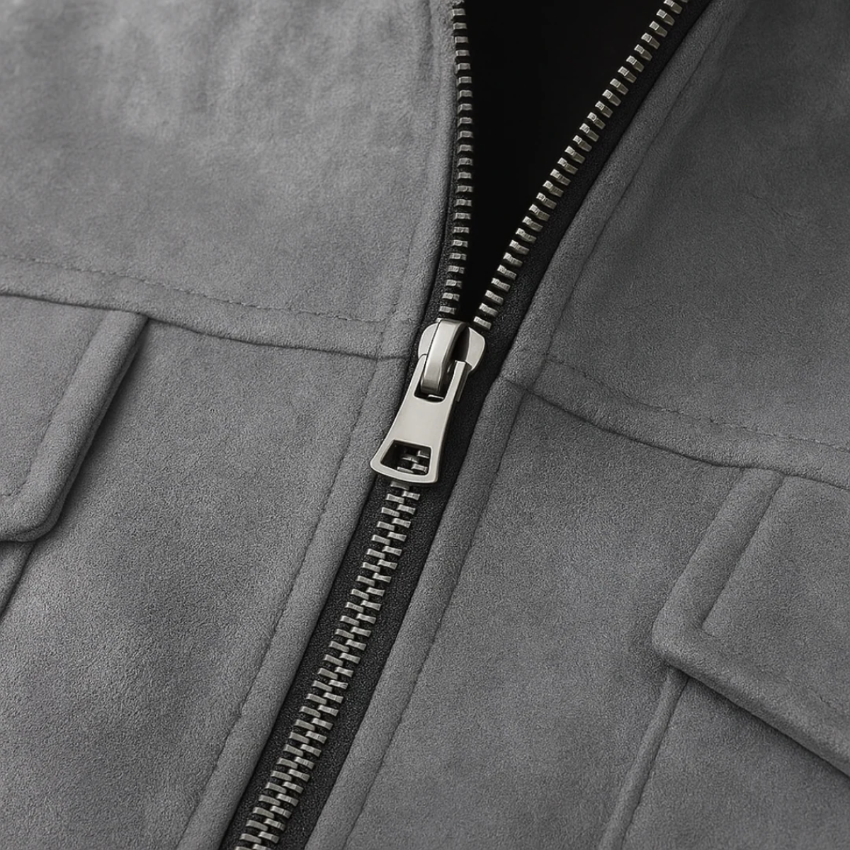 Men's Gray Suede Jacket Minimalist Winter Coat