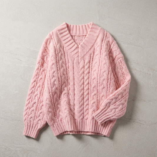 Women's Knit V-Neck Pullover Sweater - 
Fashinoza