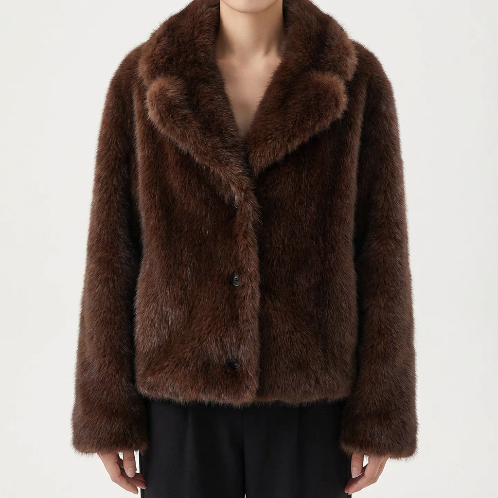 Women's Suede Fur Jacket - 
Fashinoza