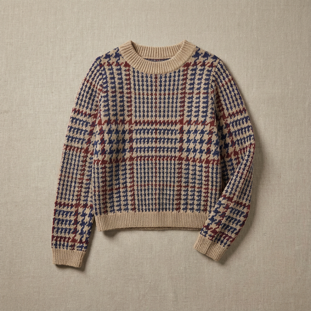 Women's Houndstooth Sweater - 
Fashinoza