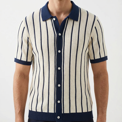 Portofino Men's Striped Cotton Polo Shirt - 
Fashinoza