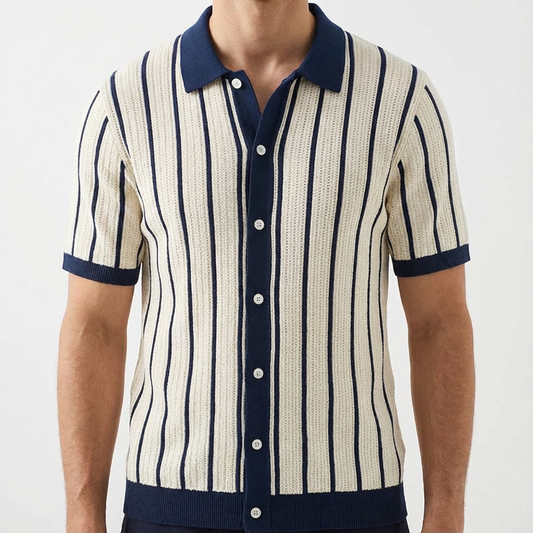 Portofino Men's Striped Cotton Polo Shirt - 
Fashinoza