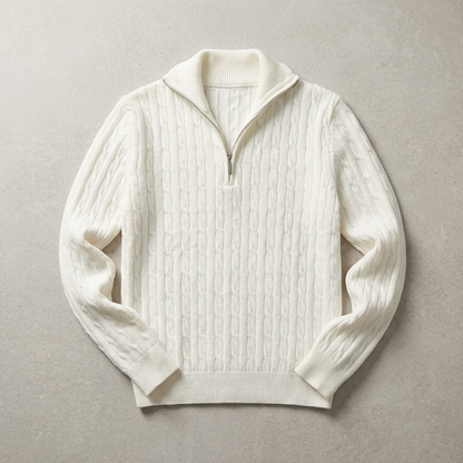 Merino Wool Half Zip Sweater - 
Fashinoza