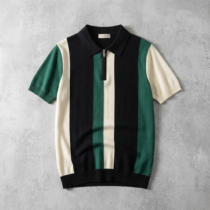 Men's Knit Zip Polo Shirt - 
Fashinoza