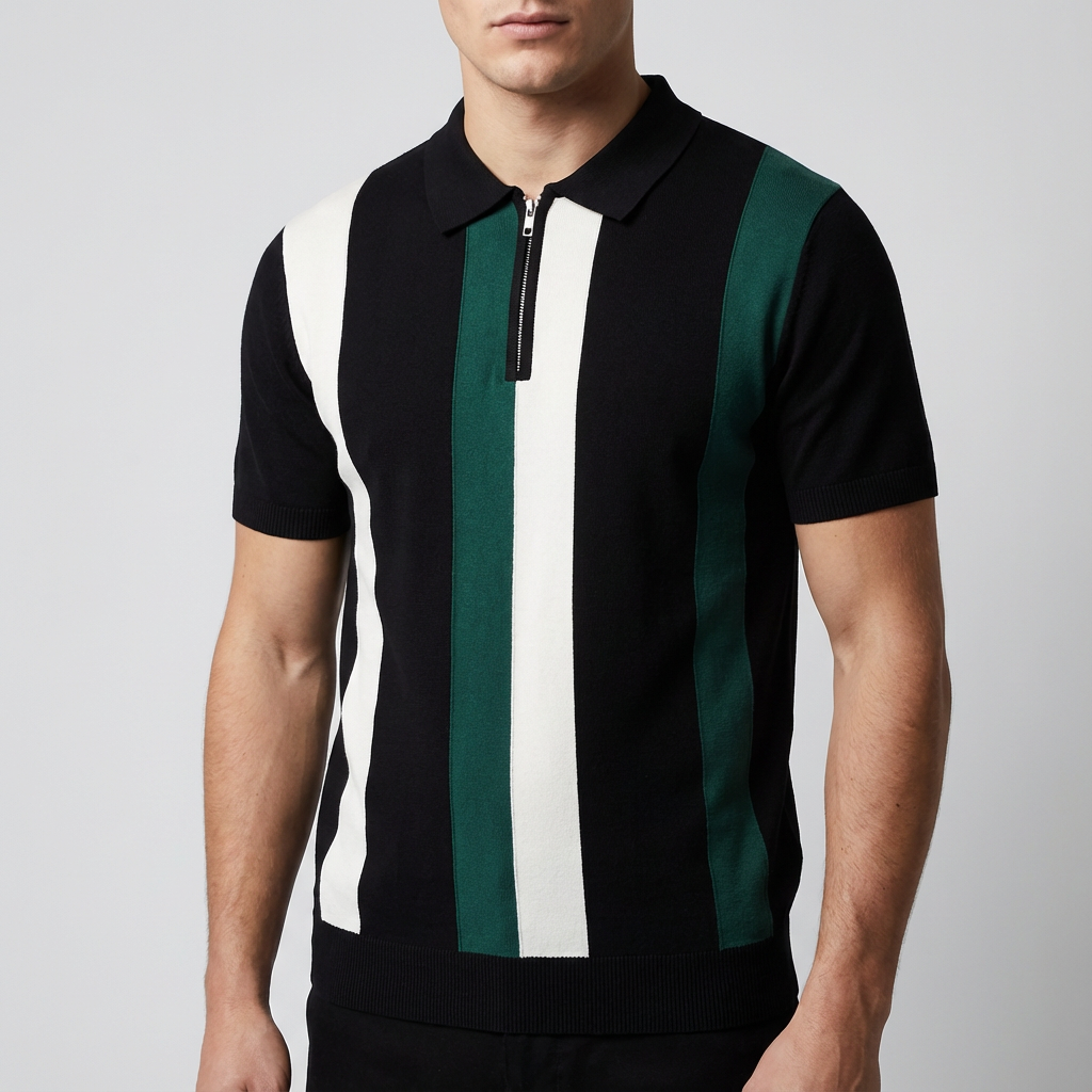 Women's Polo Shirt Silk Blend Zip Front - 
Fashinoza