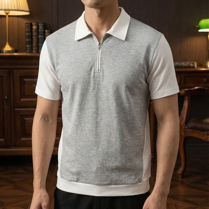 Men's Quarter Zip Polo Shirt - 
Fashinoza
