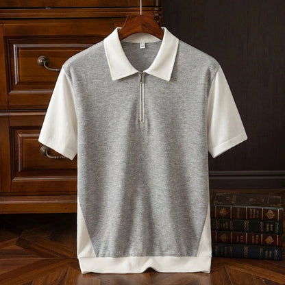 Men's Cotton Quarter-Zip Polo Shirt - 
Fashinoza